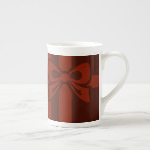 Stylish Christmas Red Bow Detail Bone China Mug