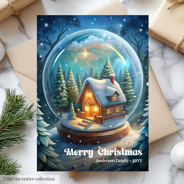 Stylish Christmas scene vintage holly greeting Holiday Card (Stylish Christmas bells vintage holly greeting card)