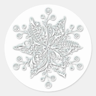 Stylish Christmas Snowflake Classic Round Sticker