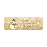 Stylish Christmas,Snowman ,Glittery<br><div class="desc">Adorable snowman  on faux gold glittery bokeh background. An elegant and sophisticated designe.Costumize with your name and address details.</div>