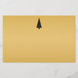 Stylish Christmas Tree. Black and Gold. Stationery