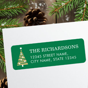 Stylish Christmas Tree Green Return Address