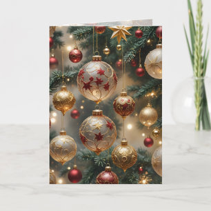 Stylish Christmas tree ornaments in champagne  Card