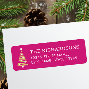 Stylish Christmas Tree Pink Return Label Address