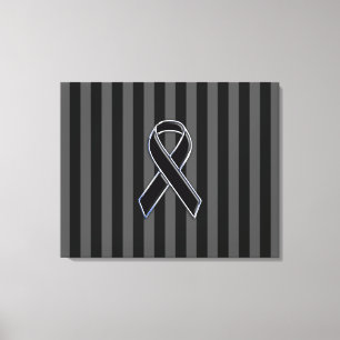 Stylish Chrome Black Ribbon Awareness Canvas Print