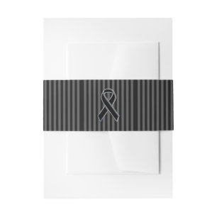 Stylish Chrome Black Ribbon Awareness Invitation Belly Band