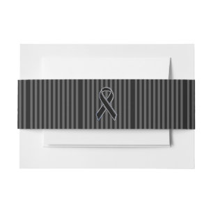 Stylish Chrome Black Ribbon Awareness Invitation Belly Band