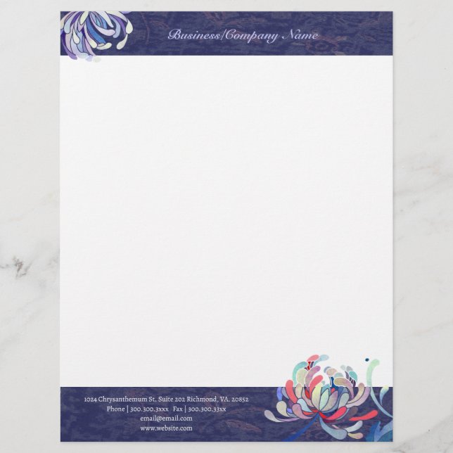 Stylish Chrysanthemum Spa Business Customised Letterhead (Front)