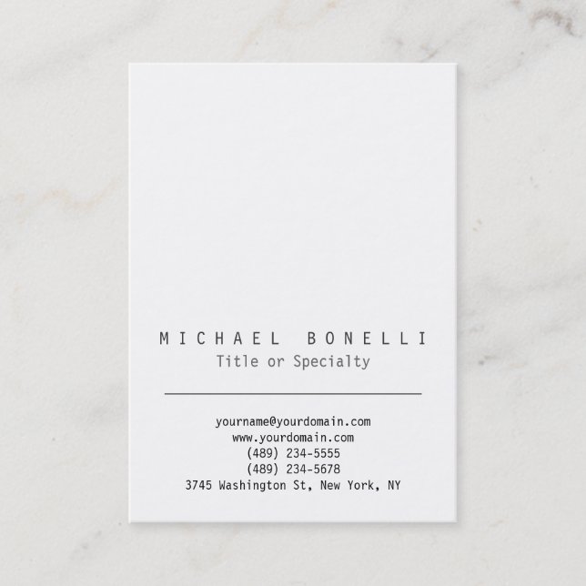 Stylish Chubby White Simple Business Card (Front)