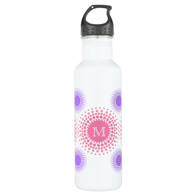 Stylish Circles and Monogram 710 Ml Water Bottle (Front)