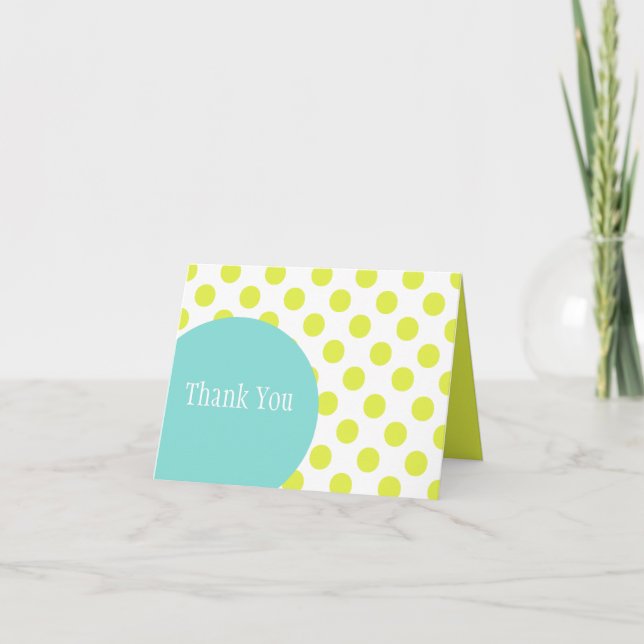 Stylish Citrus Polka Dot Thank You Card (Front)