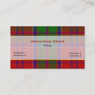 Stylish Clan Grant Plaid Custom Business Card