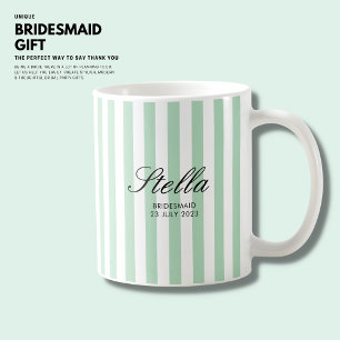 Stylish Classic Elegant Green Stripes Bridesmaid Coffee Mug