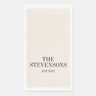 Stylish Classic Family Last Name Est Date Ivory Napkin