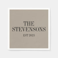 Stylish Classic Family Last Name Est Date Taupe