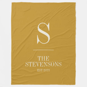 Stylish Classic Family Monogram Est Mustard Fleece Blanket