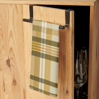 Stylish Classic Gold and Beige Plaid Tea Towel