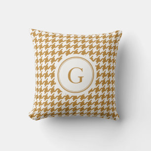 Stylish Classic gold houndstooth with monogram Cushion
