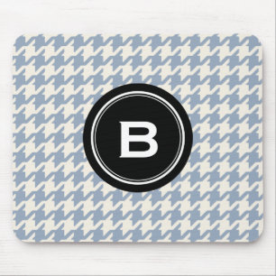 Stylish Classic grey houndstooth black monogram Mouse Mat