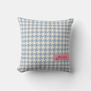 Stylish classic grey houndstooth with monogram cushion
