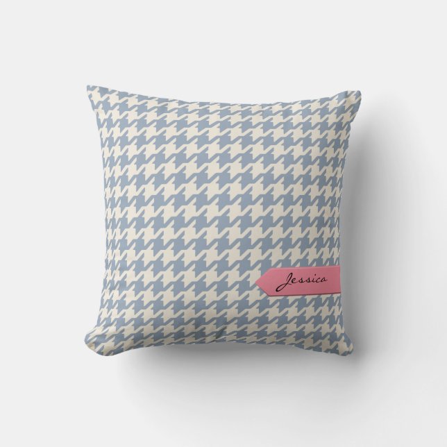 Stylish classic grey houndstooth with monogram cushion (Front)