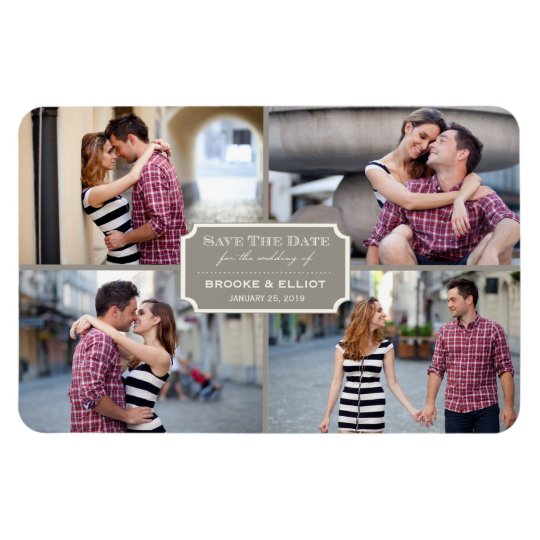 Stylish Classic Plate Save The Date Photo Magnet