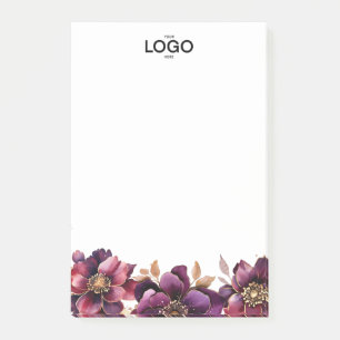 Stylish Classic Purple Golden Floral Logo Post-it Notes