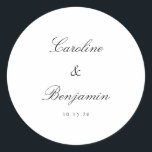Stylish Classic Script Elegant Wedding Custom  Round Sticker<br><div class="desc">Stylish Formal Classic Traditional Script Elegant Wedding Invitation Custom Classic Round Sticker</div>
