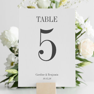 Stylish Classic Typography Elegant Simple Wedding  Table Number