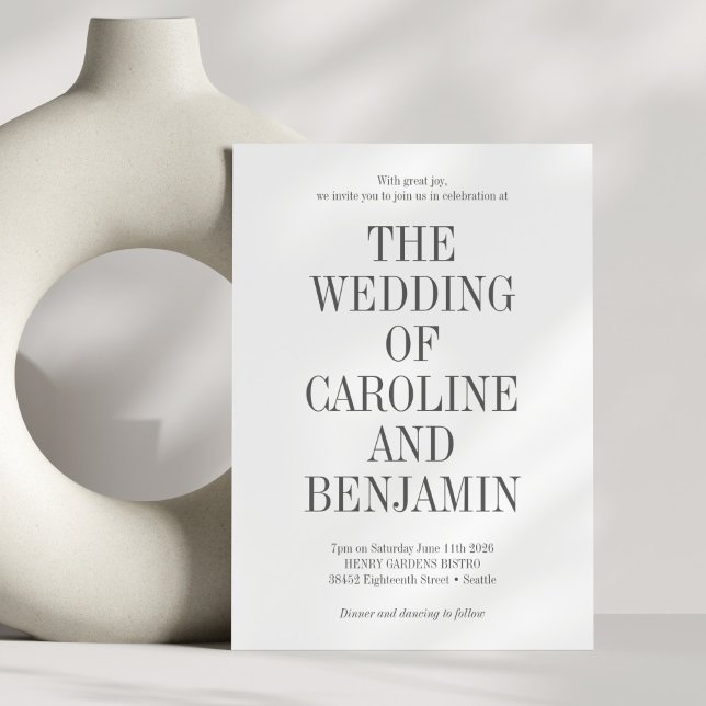 Stylish Classic Typography Elegant Trendy Wedding Invitation (Creator Uploaded)