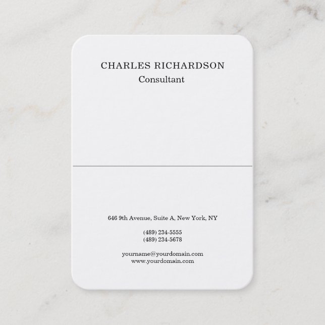 Stylish Classic White Professional Creative Business Card (Front)