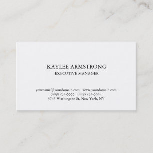 Stylish Classical Plain Simple White Professional Business Card