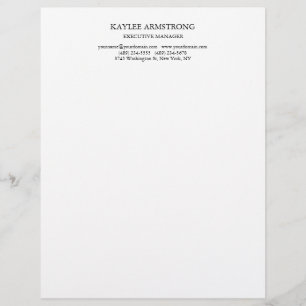 Stylish Classical Plain Simple White Professional Custom Letterhead