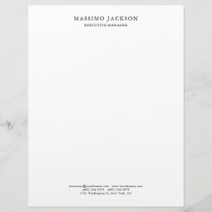 Stylish Classical Plain Simple White Professional Custom Letterhead
