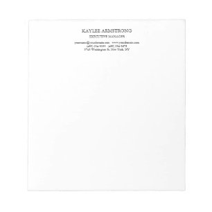 Stylish Classical Plain Simple White Professional Notepad