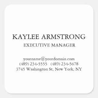 Stylish Classical Plain Simple White Professional Square Sticker