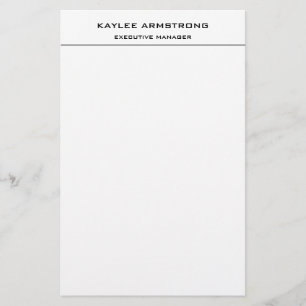 Stylish Classical Plain Simple White Professional Stationery