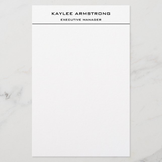 Stylish Classical Plain Simple White Professional Stationery (Front)