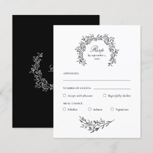 Stylish Classy Black & White Meal Choice RSVP Card