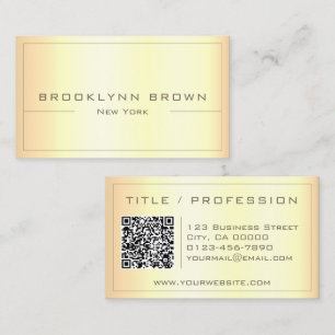 Stylish Classy Light Gold Gradient with QR Code Business Card