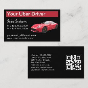 Stylish Classy Luxury Red Car Service Uber QR Code Business Card