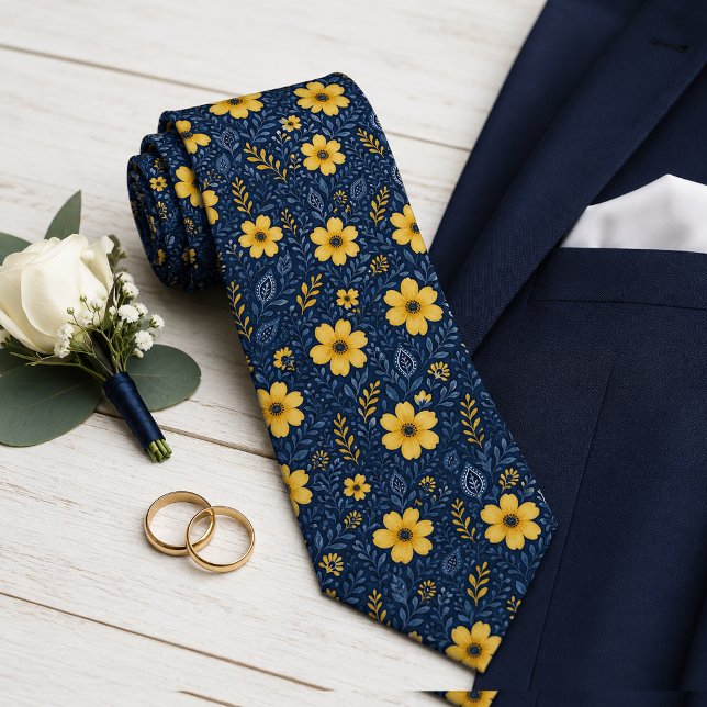 Stylish Classy Mediterranean Floral Art Pattern Tie (Creator Uploaded)