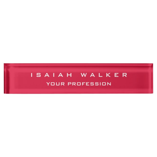 Stylish Classy Plain Unique Special Crimson Red Nameplate (Front)