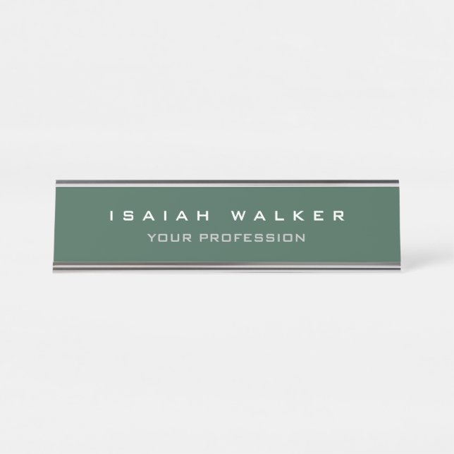 Stylish Classy Plain Unique Special Green Colour Desk Name Plate (Front)