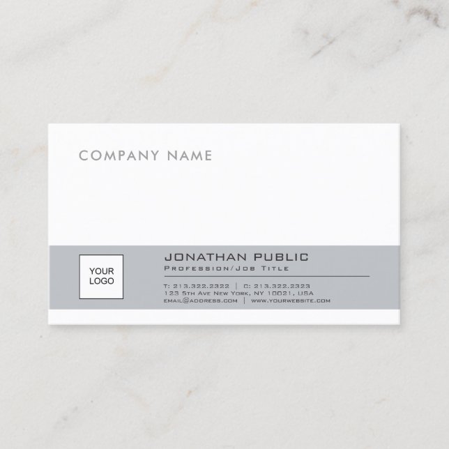 Stylish Clean Company Plain With Your Own Logo Business Card (Front)