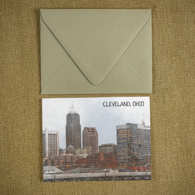 Stylish Cleveland Ohio Skyline View Postcard (cleveland ohio usa vintage travel postcard)