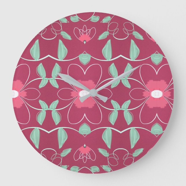 Stylish Clock With Rose And Pinks (Front)