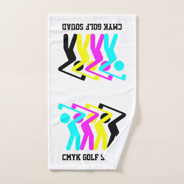Stylish CMYK Golfing Golf Bath Towel Set (Hand Towel)