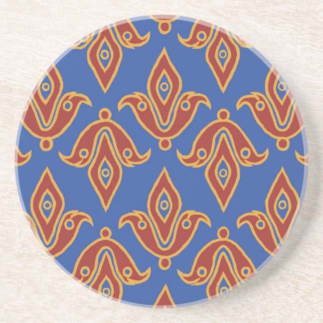 Stylish Coaster, Red, Gold, Blue Fleur de Lys Coaster (Front)