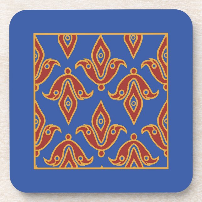 Stylish Coasters, Red, Gold, Blue Fleur de Lys Coaster (Front)